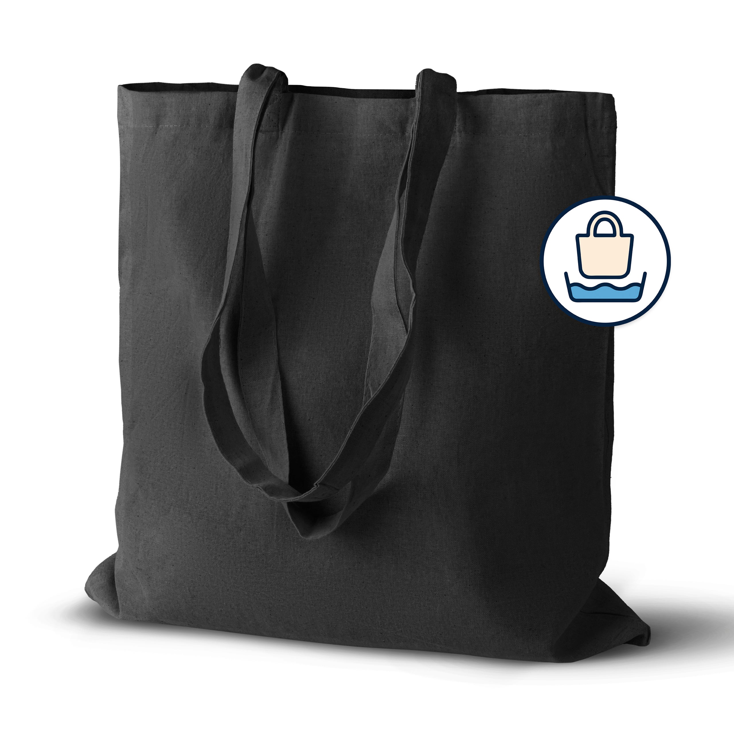 Baumwolltasche Dekaturierte Schwarz 380x420 mm 220 g Griff: 70 cm