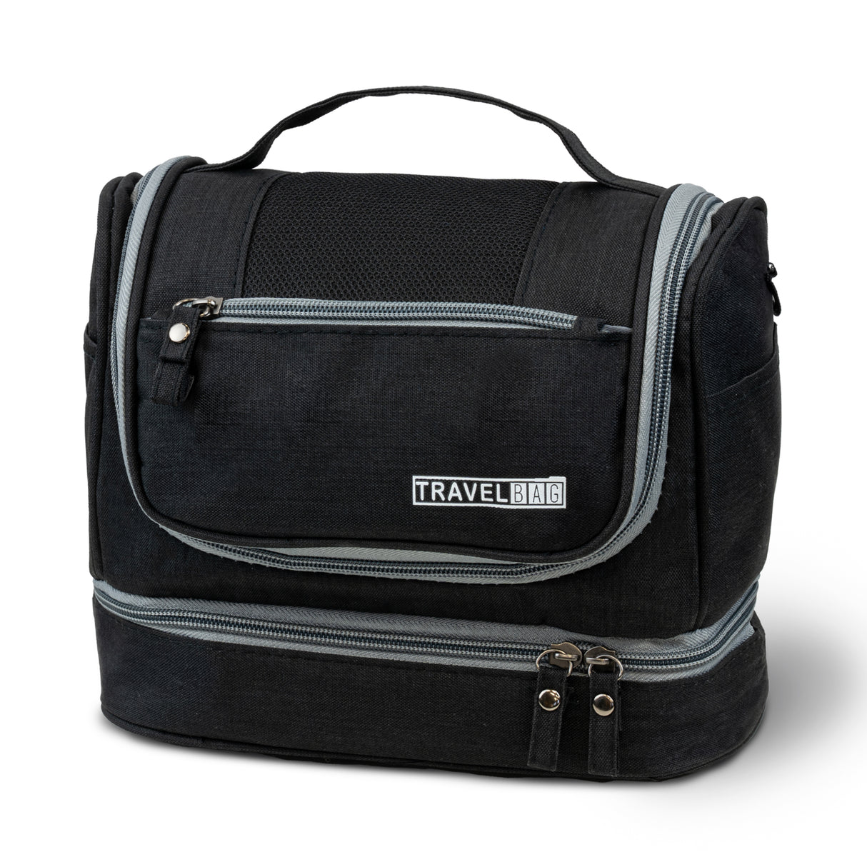 Schwarze Schminktasche großer erweiterbarer Kosmetikkoffer