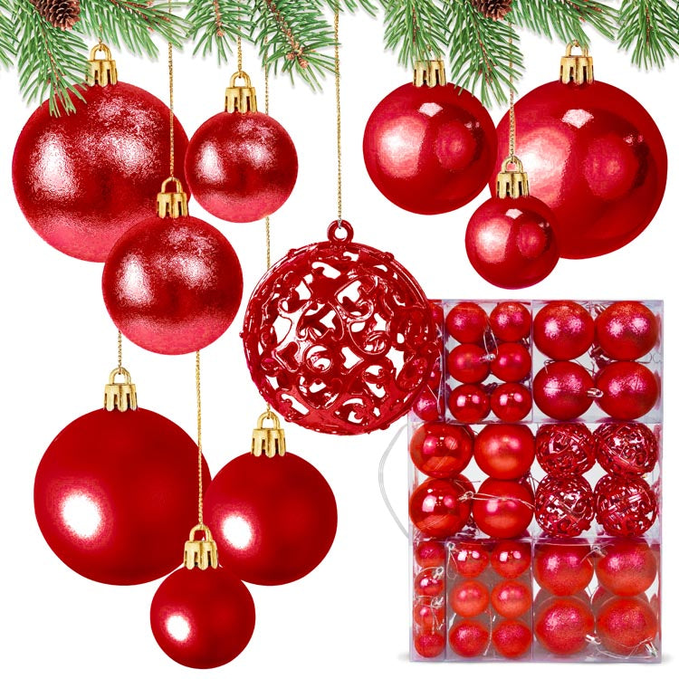 Set Christbaumkugeln 6/4/3cm 100St. Rot
