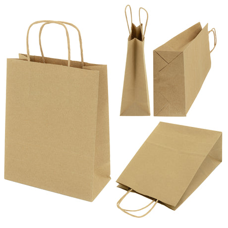 Papiertüte mit gedrehtem Griff 180x80x225mm Braun