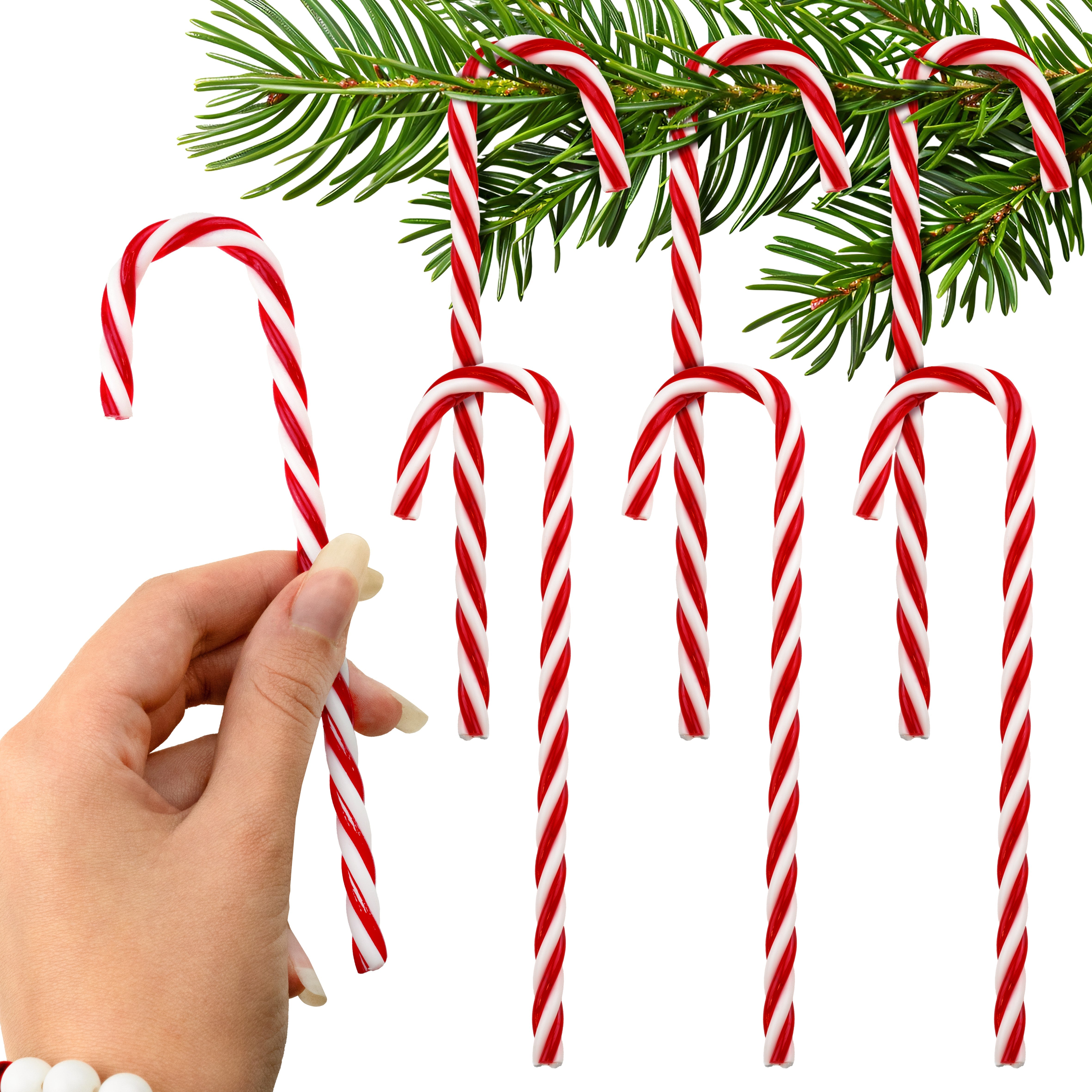 Weihnachtsstöcke weiß und rot, 6er-Set.