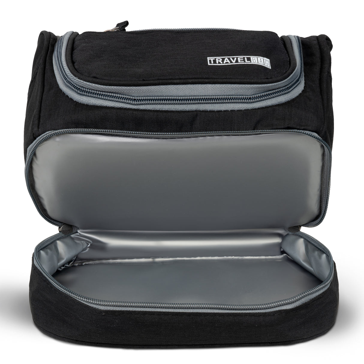 Schwarze Schminktasche großer erweiterbarer Kosmetikkoffer