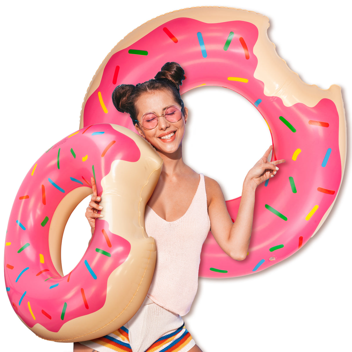 Rosa Donut-förmiger Schwimmring