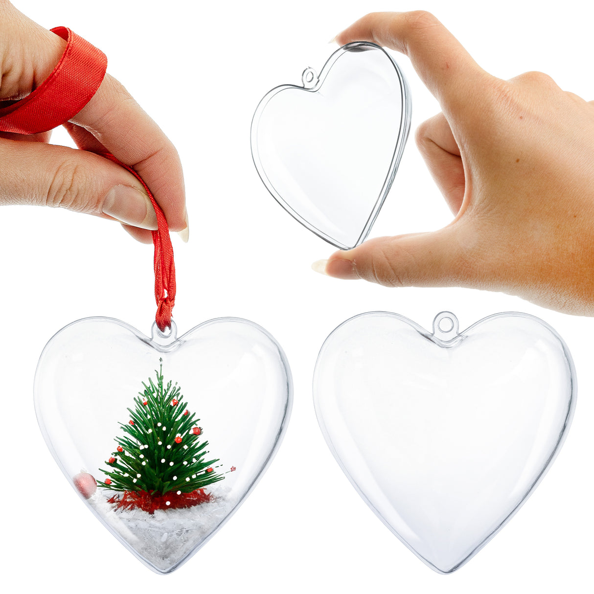 Transparente Kunststoffkugeln Herz 5 St.