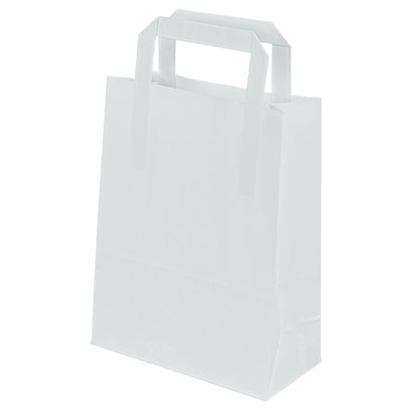 Papiertüte mit flachem Griff 180x80x230mm Weiß