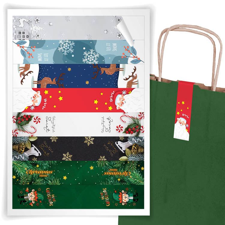 Große Weihnachtsaufkleber für Geschenke BLATT MIX