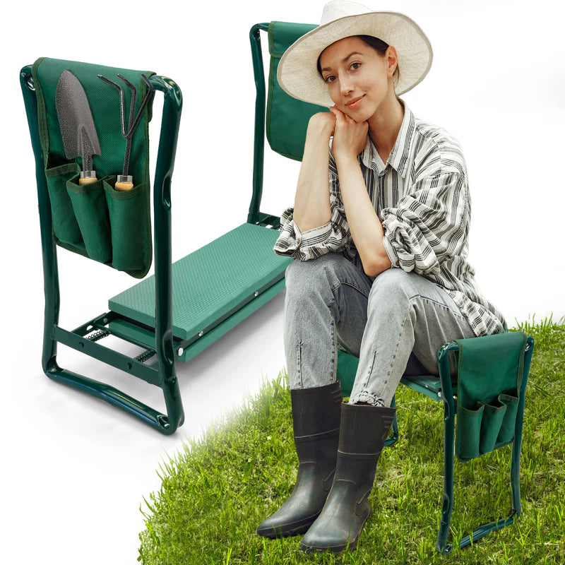 Klappbarer 2-in-1-Gartenhocker mit Kniebankfunktion