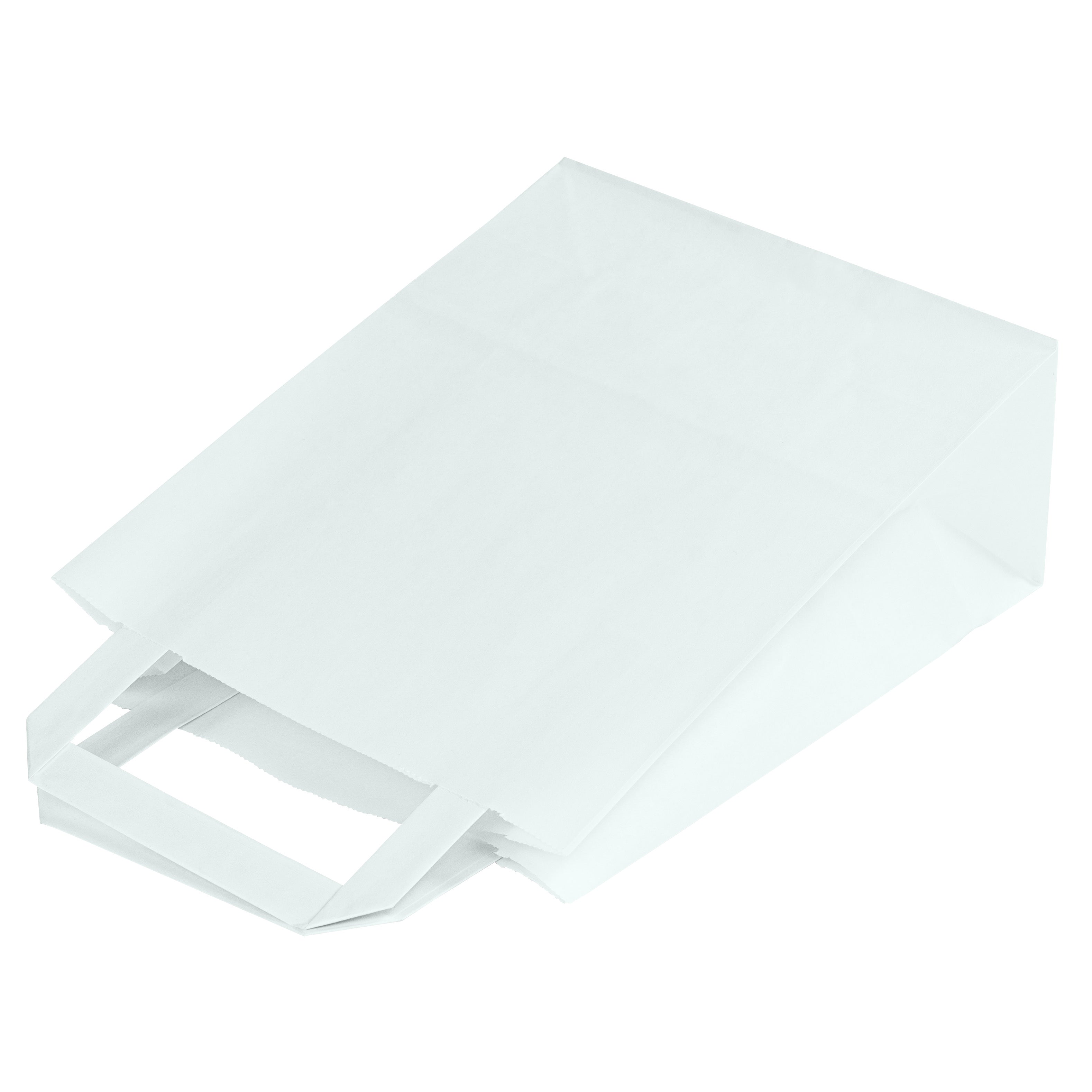 Papiertüte mit flachem Griff 180x80x230mm Weiß