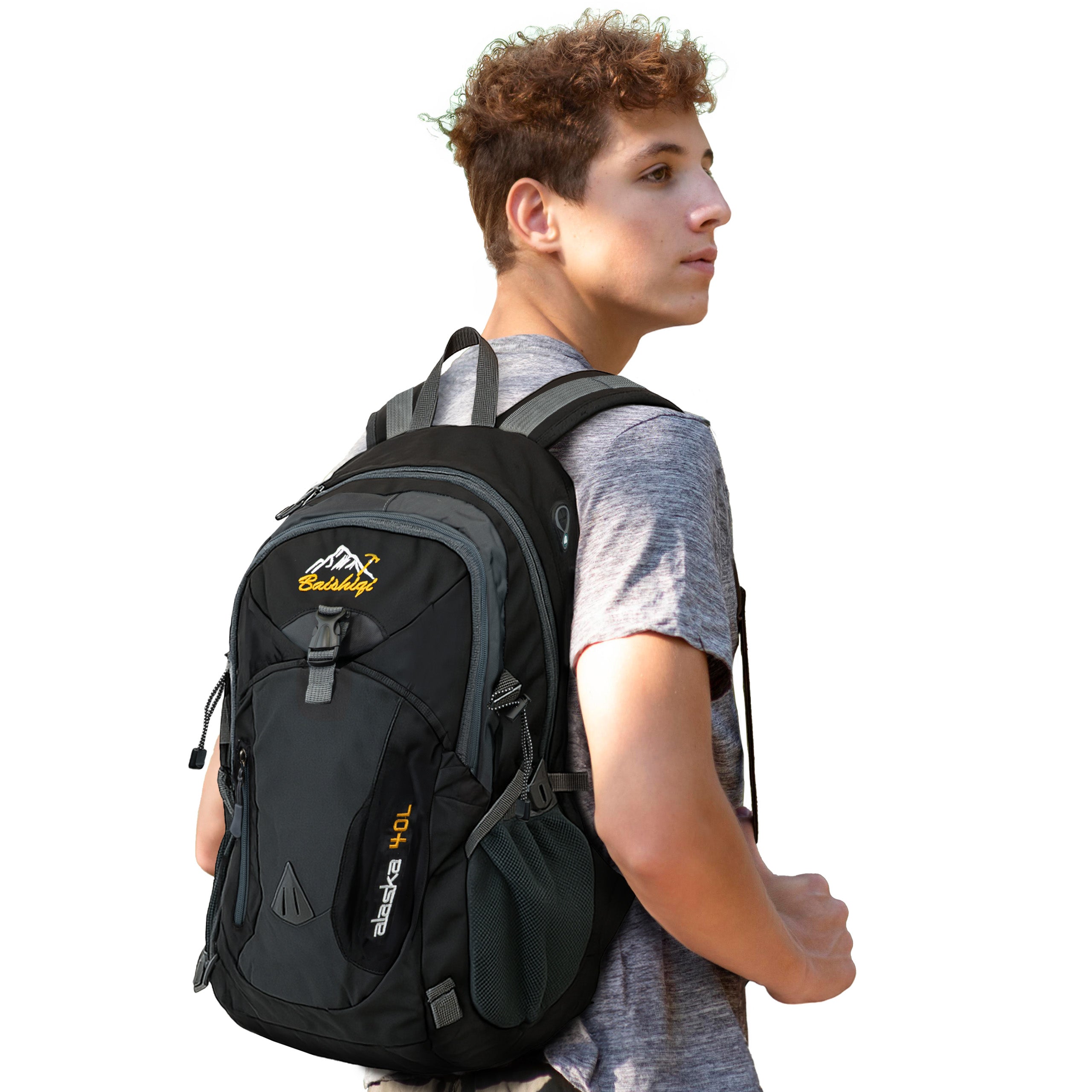 Wasserdichter Wanderrucksack Schwarz 40L