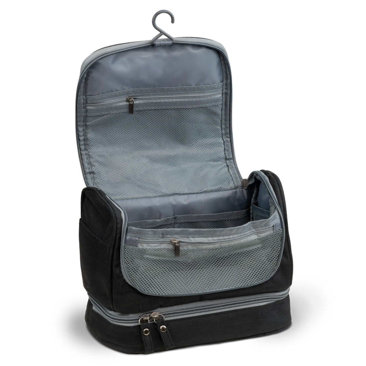 Schwarze Schminktasche großer erweiterbarer Kosmetikkoffer