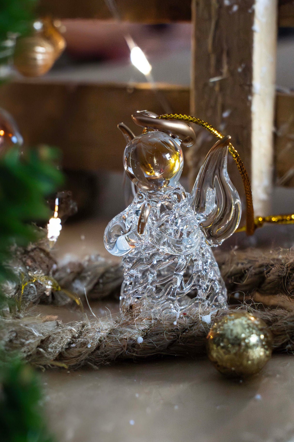 Set aus Christbaumanhängern, Glasengeln, Weihnachtsschmuck