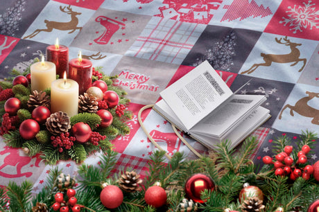 Weihnachtstischdecke für den Weihnachtstisch 150 x 180 cm kariert