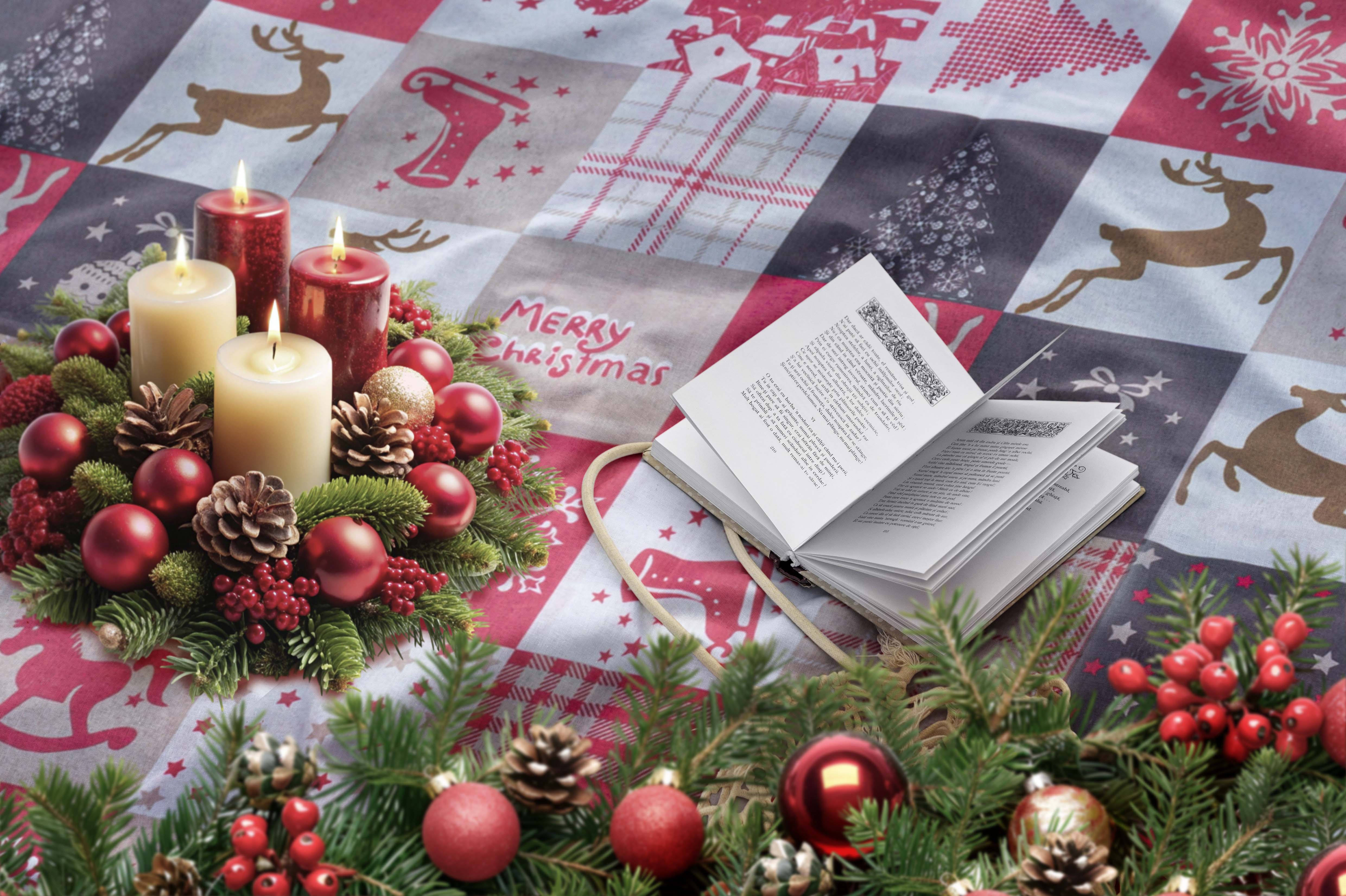 Weihnachtstischdecke für den Weihnachtstisch 150 x 180 cm kariert