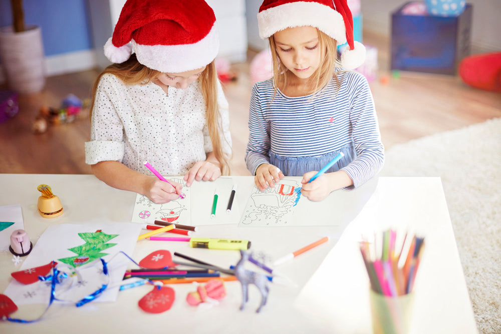 Weihnachts-Malvorlagen für Kinder, Weihnachtsmann, Weihnachtsbaum, Rentier, 6er-Set