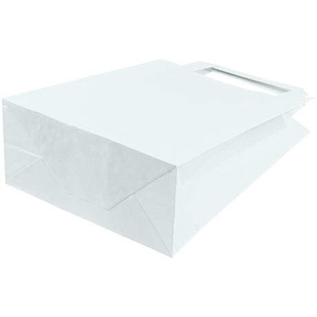 Papiertüte mit flachem Griff 180x80x230mm Weiß