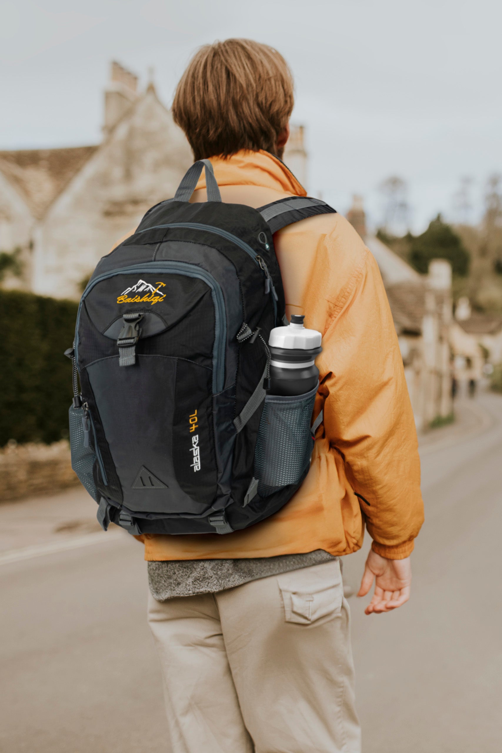 Wasserdichter Wanderrucksack Schwarz 40L