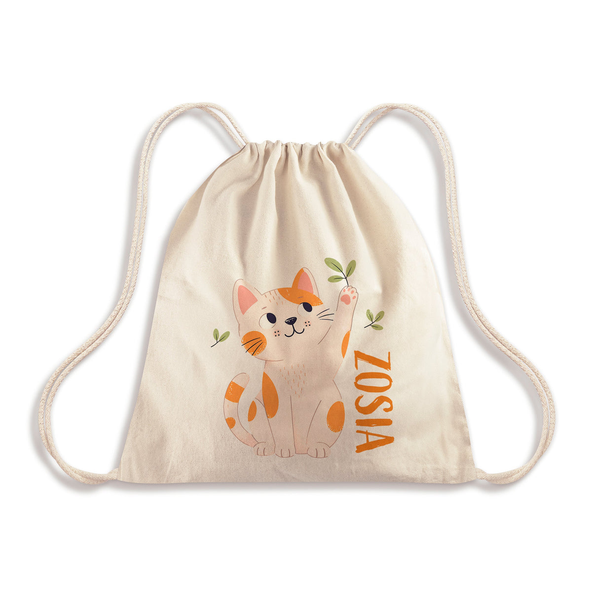 Baumwoll-Rucksacktasche 340 x 400 mm mit Aufdruck für Kinder Kätzchen