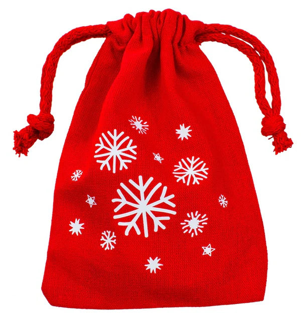 Weihnachtssack 10x15cm rote Schneekugeln