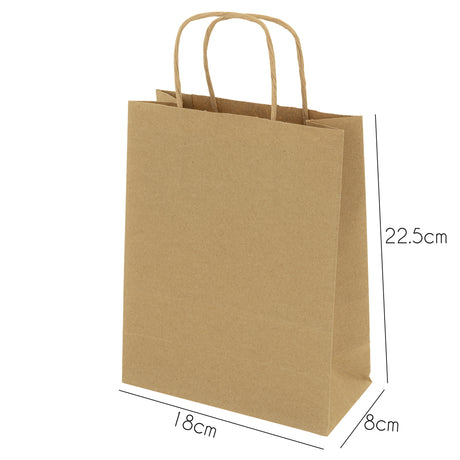 Papiertüte mit gedrehtem Griff 180x80x225mm Braun