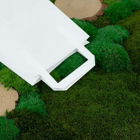 Papiertüte mit flachem Griff 180x80x230mm Weiß