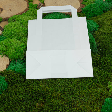 Papiertüte mit flachem Griff 180x80x230mm Weiß