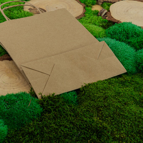 Papiertüte mit gedrehtem Griff 180x80x225mm Braun