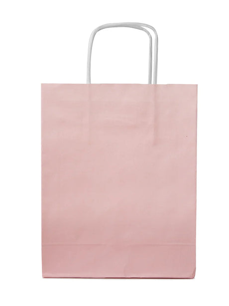 Papiertüte mit gedrehtem Griff 180x80x225mm Puderrosa