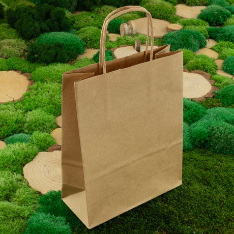 Papiertüte mit gedrehtem Griff 180x80x225mm Braun