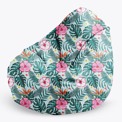Bean Bag Sitzsack, 80 x 80 x 120 cm, Sitzkissen, mit Tragegriff Boden - TÜRKISROSA BLÜTEN