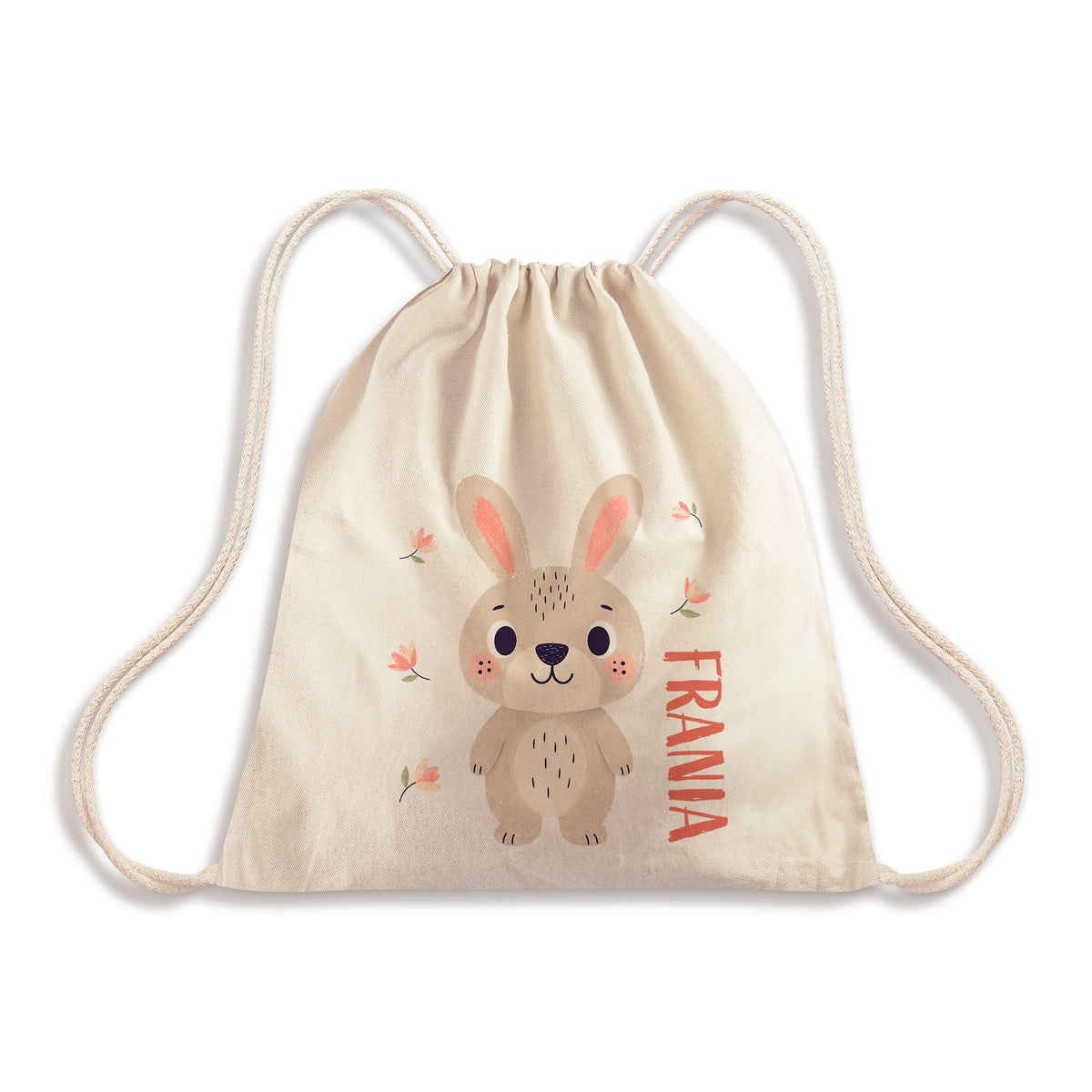 Baumwoll-Rucksacktasche 340 x 400 mm mit Aufdruck für Kinder Häschen