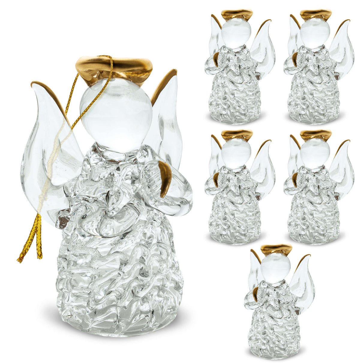 Set aus Christbaumanhängern, Glasengeln, Weihnachtsschmuck