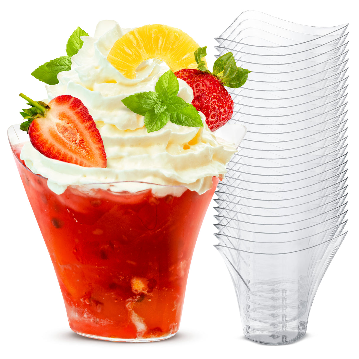 25 Stück Desserttassen 100ml Wiederverwendbare Dessertgläser Plastik + E-BOOK