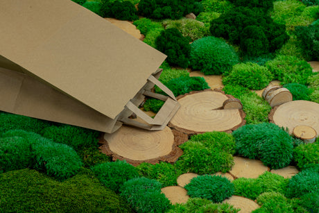 Papiertüte mit flachem Griff 260x140x300mm Braun