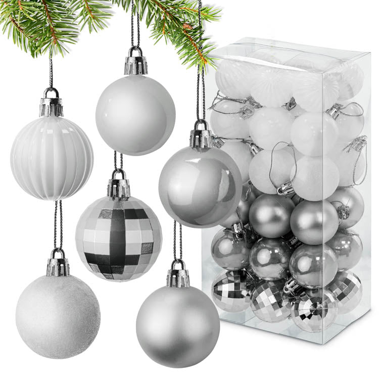Weihnachtskugeln Set SILBER 36-tlg.