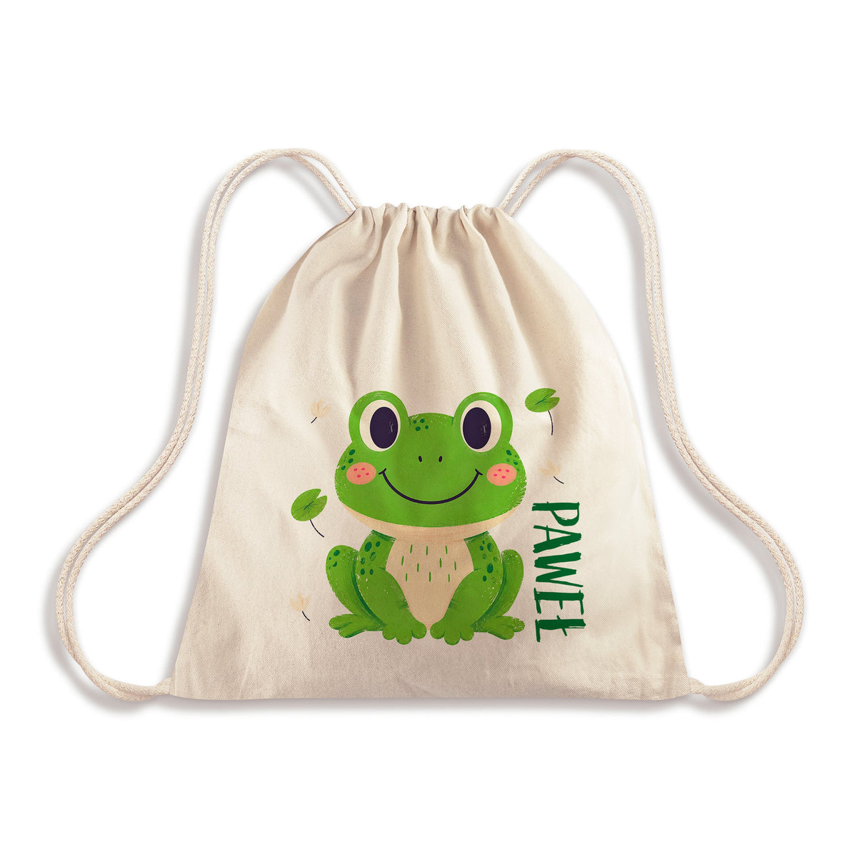Baumwoll-Rucksacktasche 340 x 400 mm mit Aufdruck für Kinder Frosch