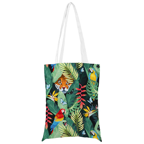 Baumwolltasche Blätter und der Tiger 35x45