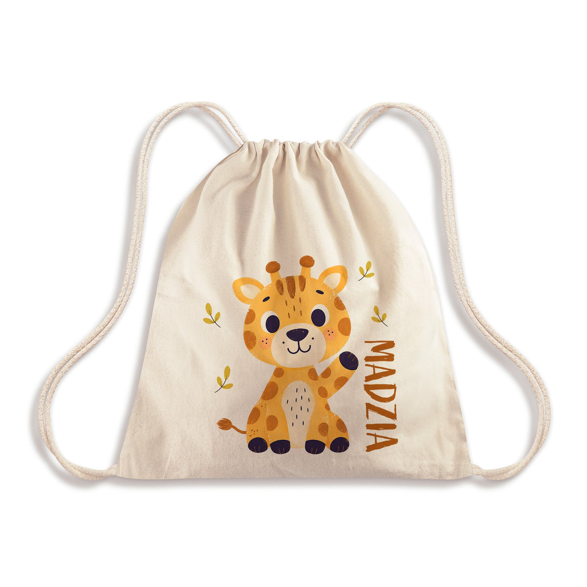 Baumwoll-Rucksacktasche 340 x 400 mm mit Aufdruck für Kinder Giraffe