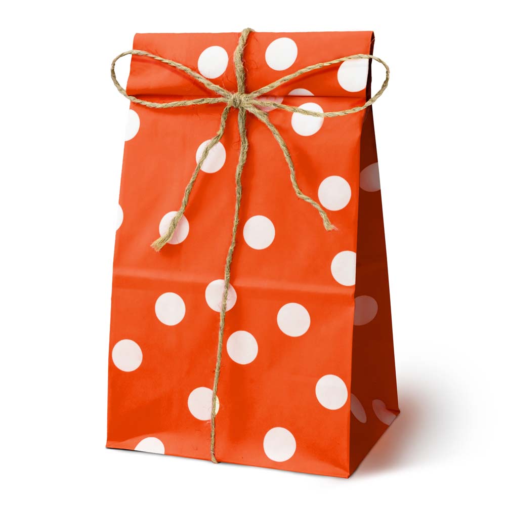 Papiertüten ohne Griff 100x70x280mm mit Tupfen - Rot - 10 Stück