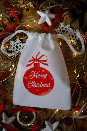 Weihnachtsbeutel Polyester 15x20cm Christbaumkugel rot