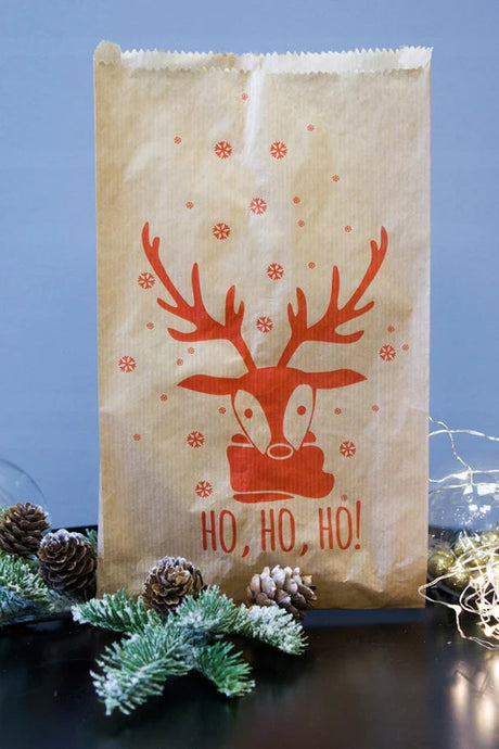 Weihnachtspapiertüte 16x6x29 RENTIER 100 Stuck