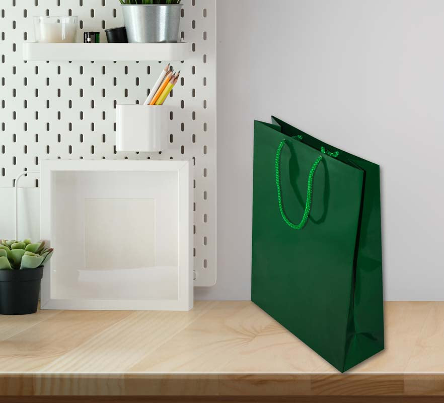 Laminierte Tasche mit Kordelgriff GRÜN 240x90x320mm