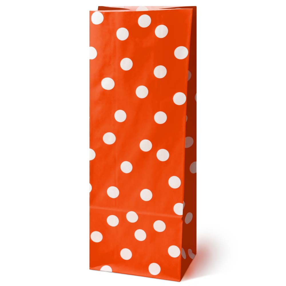 Papiertüten ohne Griff 100x70x280mm mit Tupfen - Rot - 10 Stück