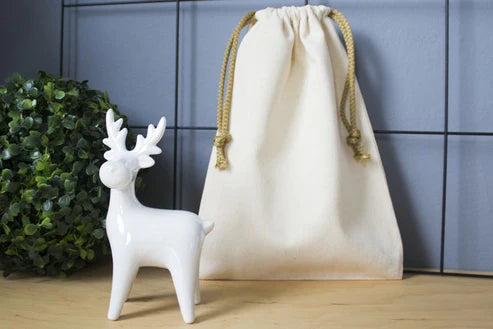 Baumwollsack Ecru 20x30 cm goldene schnur