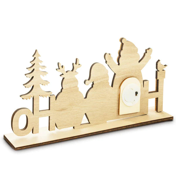 EKO Weihnachtsschmuck aus Holz LED Weihnachtsbäume Weihnachtsmänner