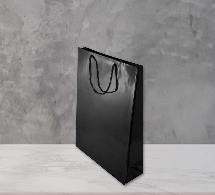 Laminierte Tasche mit Kordelgriff SCHWARZ 300x100x400mm