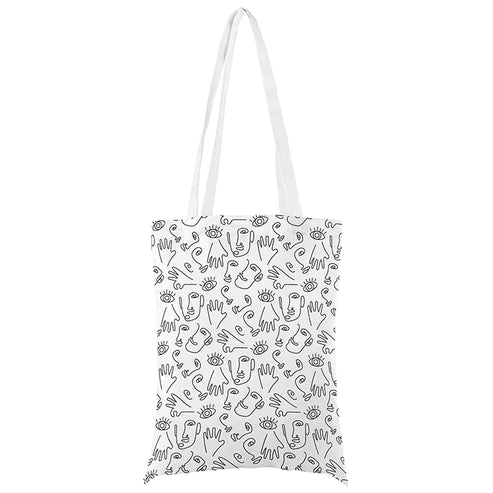 Baumwolltasche lineare Flächen weiß 35x45