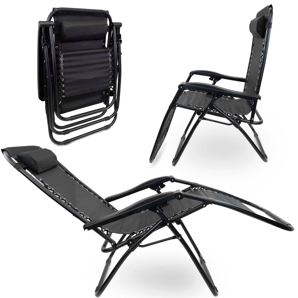Liegestuhl aus Metall Zusammenklappbar Schwarz