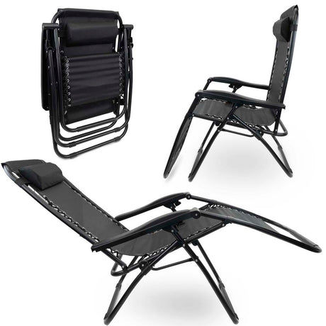 Liegestuhl aus Metall Zusammenklappbar Schwarz