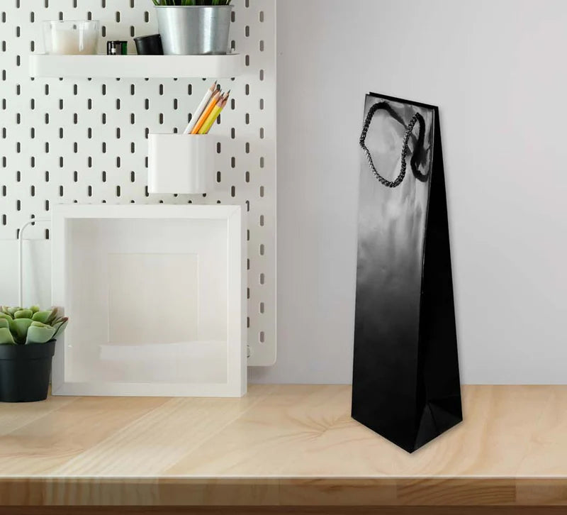 Laminierte Tasche mit Kordelgriff SCHWARZ 110x90x400mm