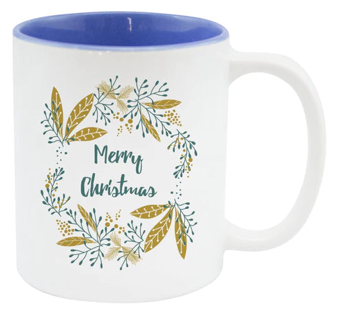 Weihnachtstasse - blaue Blätter